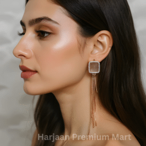 Gold Plated Square White Stone EarRing