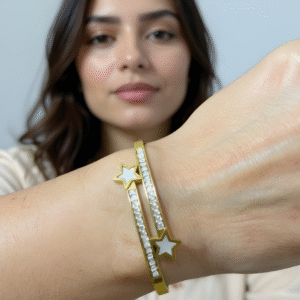 Gold Plated  baby size white stone Bangles Bracelet