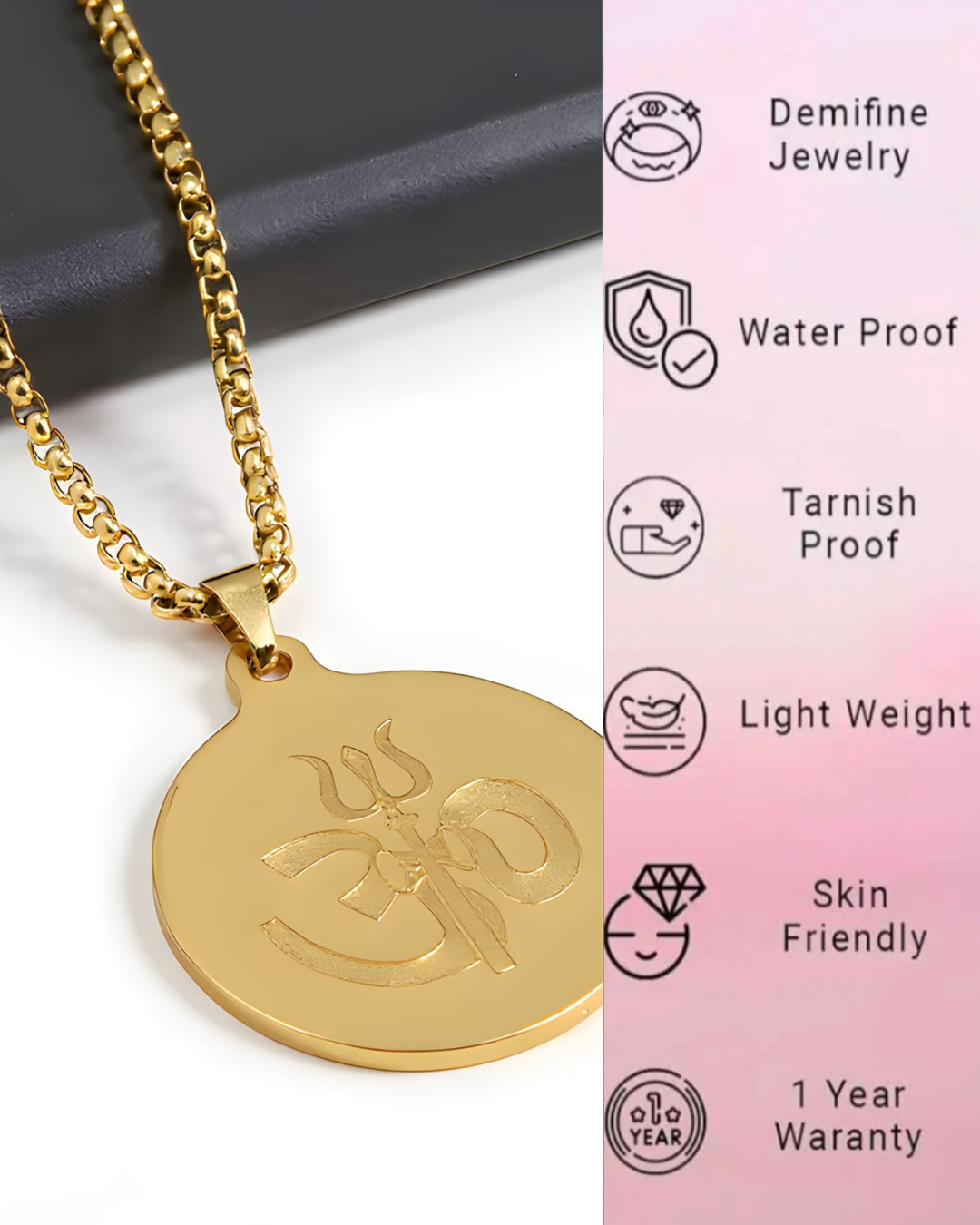 gold plated om Pendant chain - Image 2