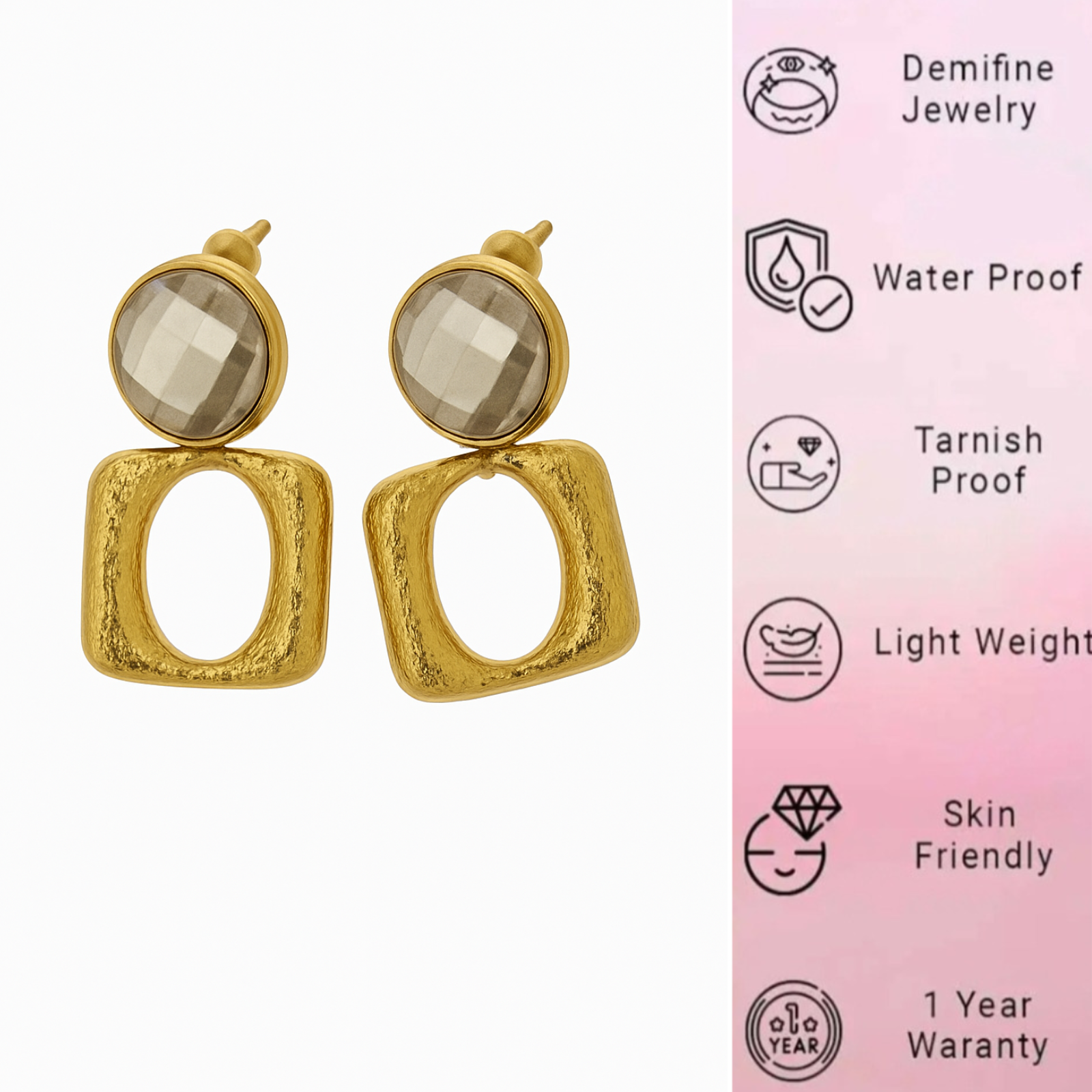 Gold plated heart earring - Image 2