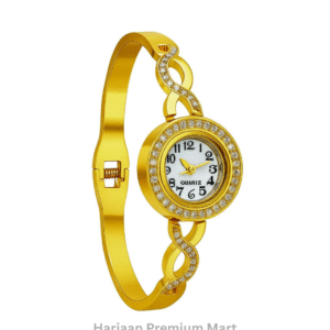 Gold Plated White Stone Watch