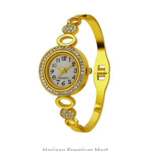 Gold Plated White Stone Watch