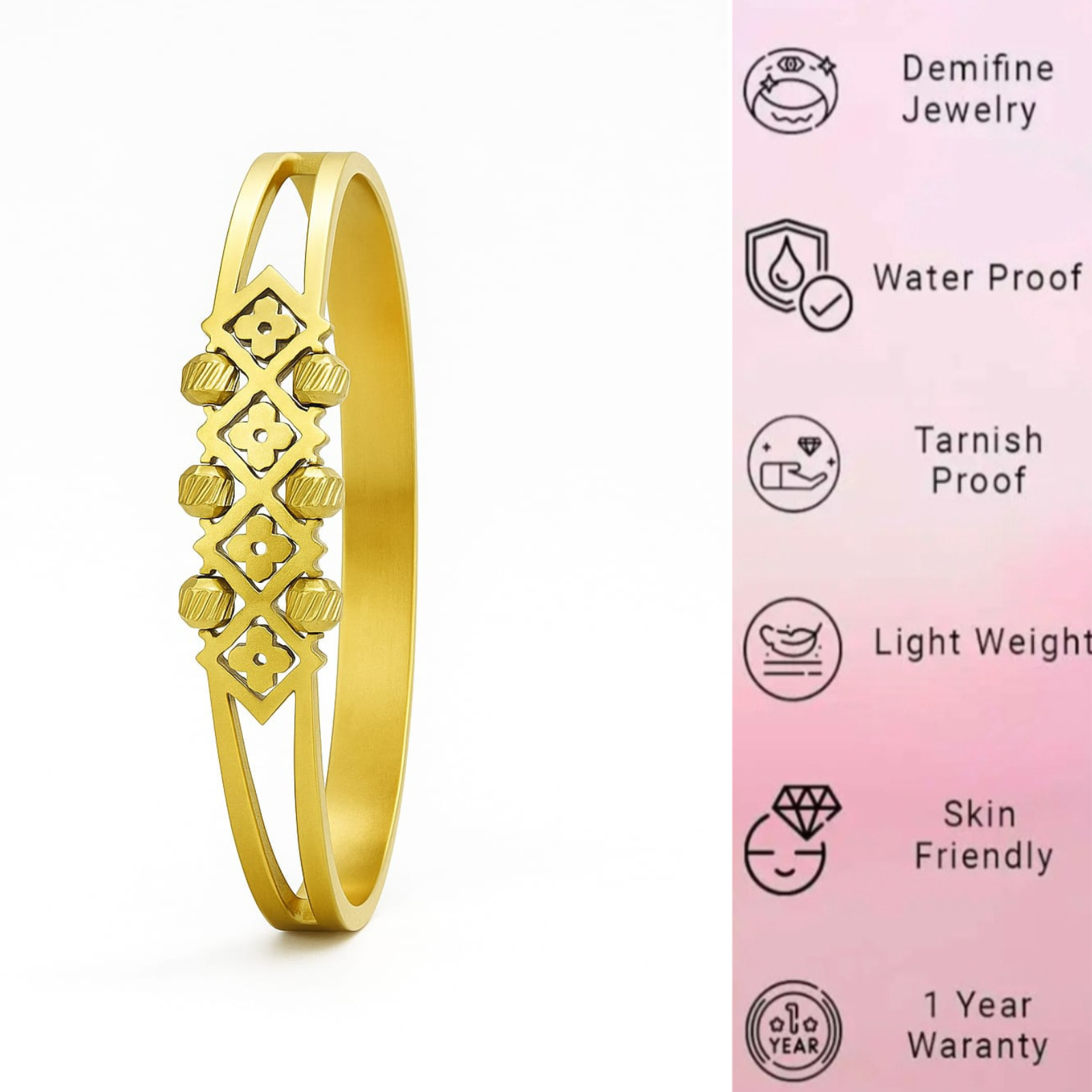 Gold Plated Bangle Bracelet - Image 2