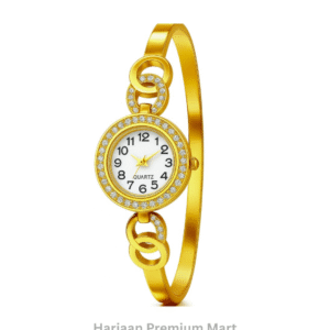 Gold Plated White Stone Watch