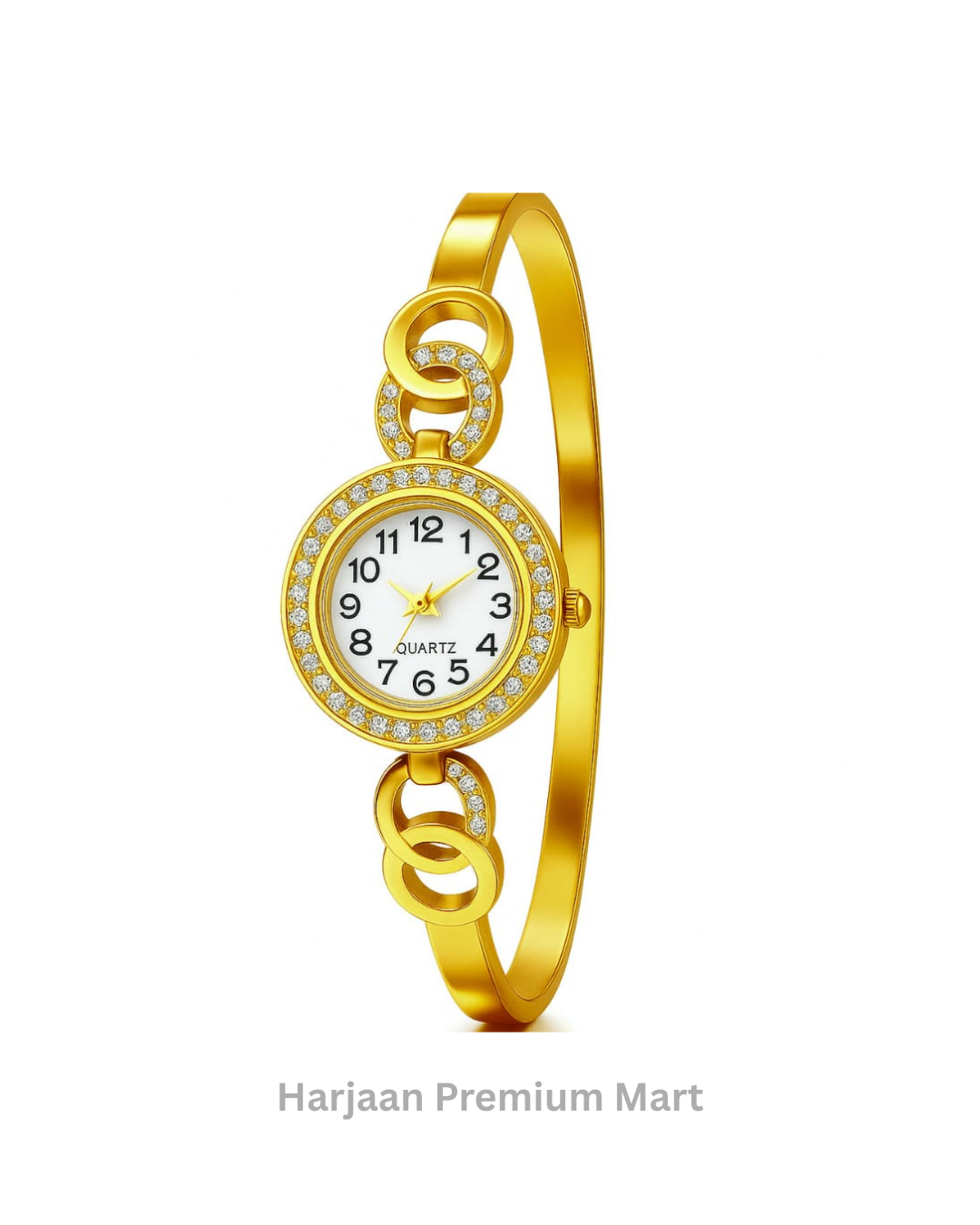 Gold Plated White Stone Watch