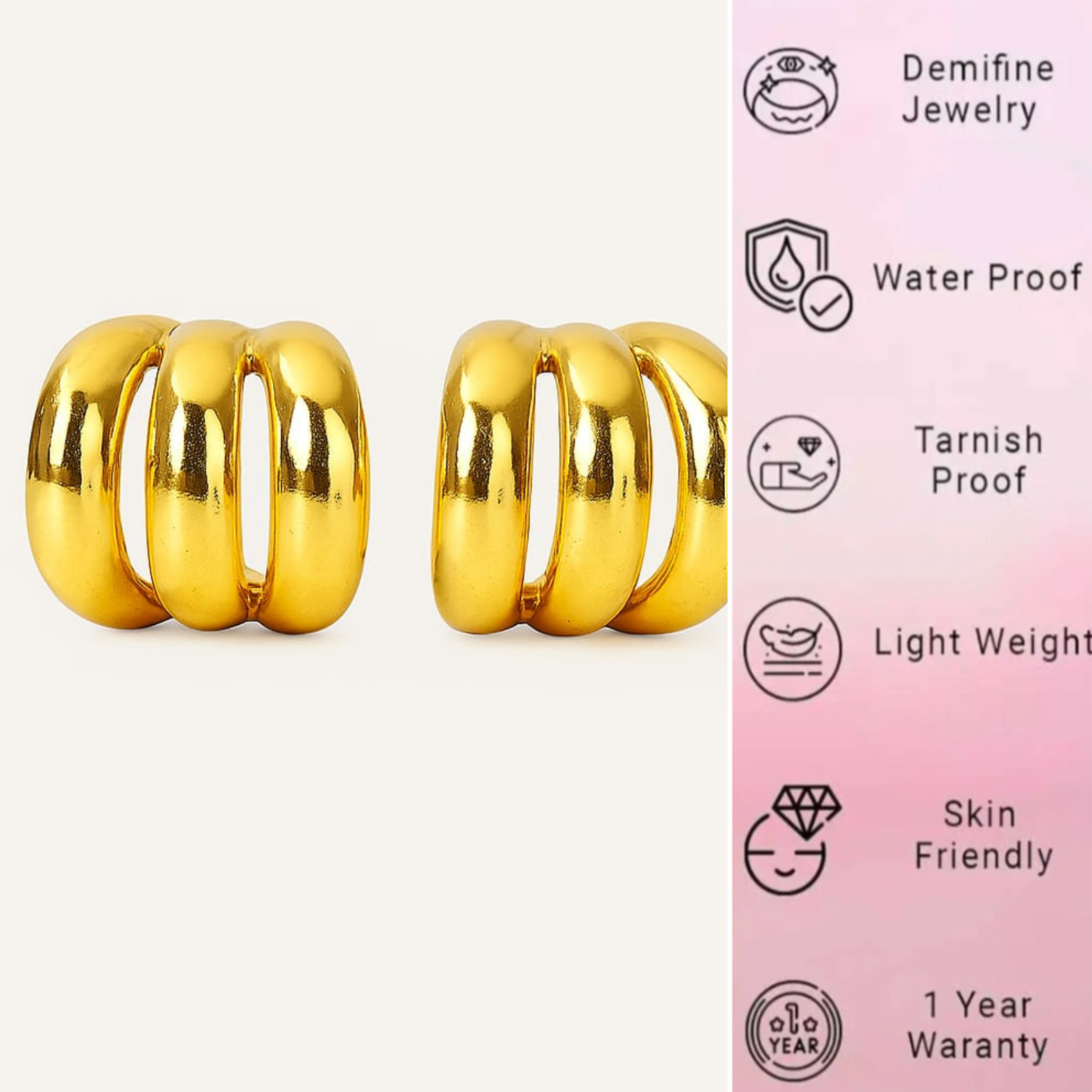 gold plated stud earring - Image 2