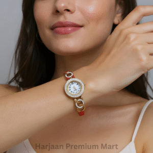 Gold Plated White Stone Watch