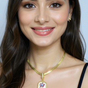 Gold Plated White Pendant Necklace