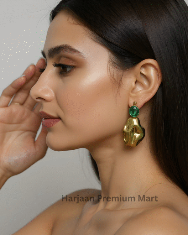 Gold Plated Green Stone EarRing