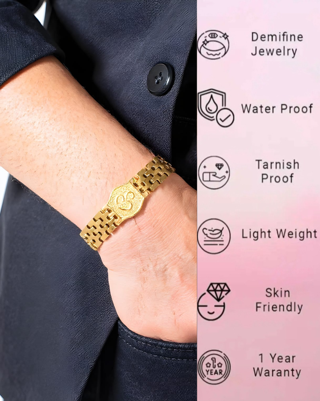 gold plated om bracelet - Image 2