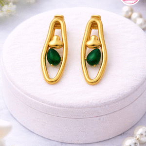 Gold Plated Green Stone EarRing