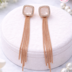 Gold Plated Square White Stone EarRing