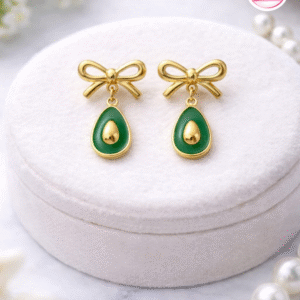 White Stone EarRing-Gold Plated