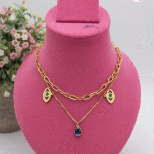 Layered evil eye necklace-18kGoldplated