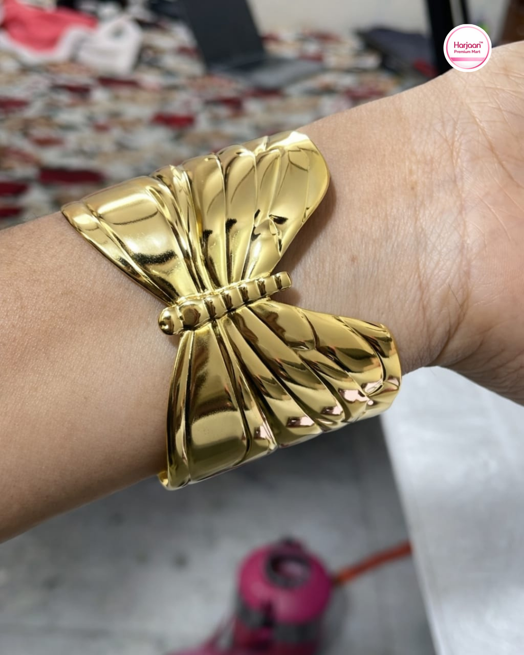 Gold Plated Butterfly Bangle Bracelet