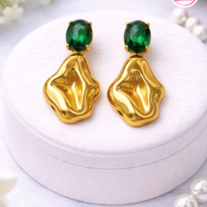 Gold Plated Green Stone EarRing