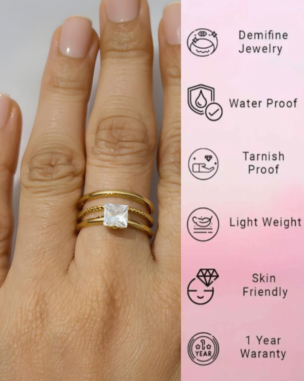 Gold Plated WhiteStone Ring - Image 2