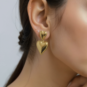Gold plated heart earring