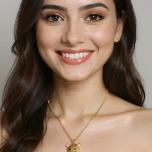 gold plated pink pendant necklace