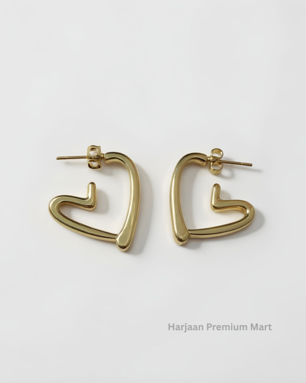 gold plated heart hoop earring