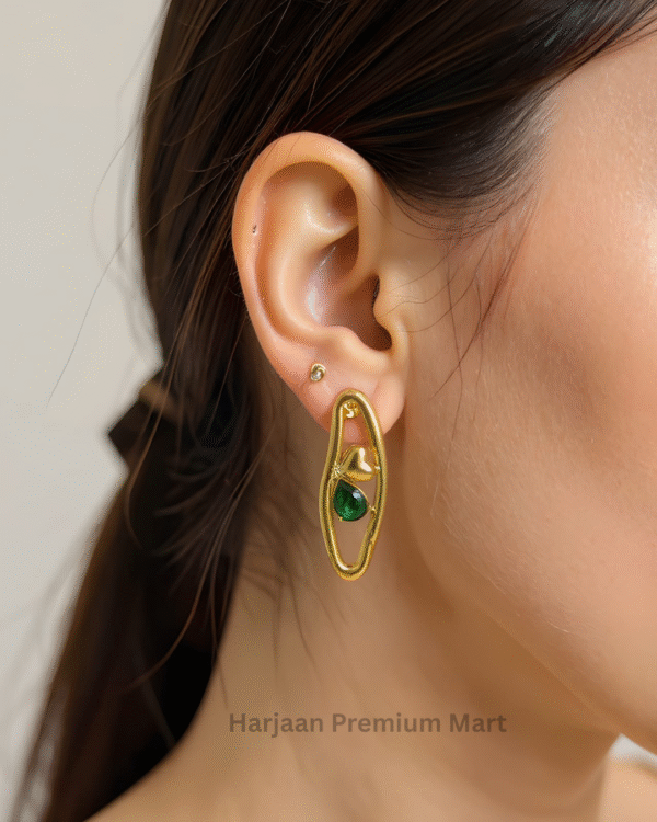 Gold Plated Green Stone EarRing