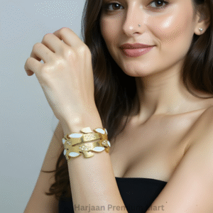 Gold Plated White Stone Bangle Bracelet
