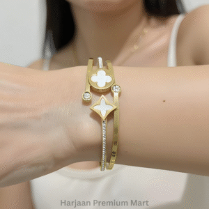 Gold Plated White Stone Bangle  Bracelet