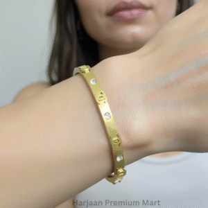 Gold Plated White Stone Bangle Bracelet