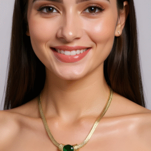 Gold Plated Green Stone Necklace