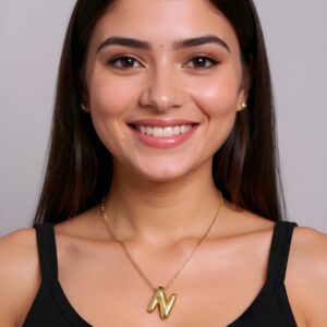 Gold Plated N Letter Necklace