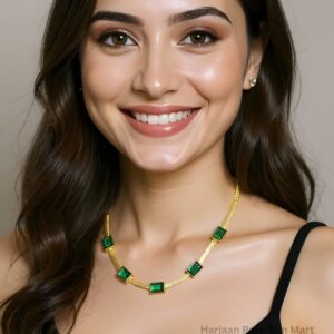 Gold Plated Green Stone Necklace