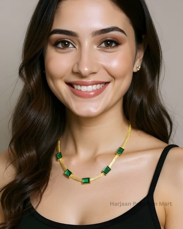 Gold Plated Green Stone Necklace
