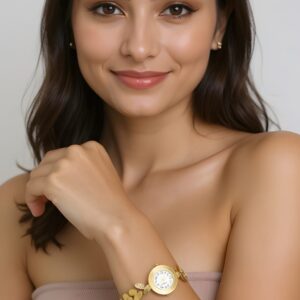 Gold Plated  White Stone baby size Watch