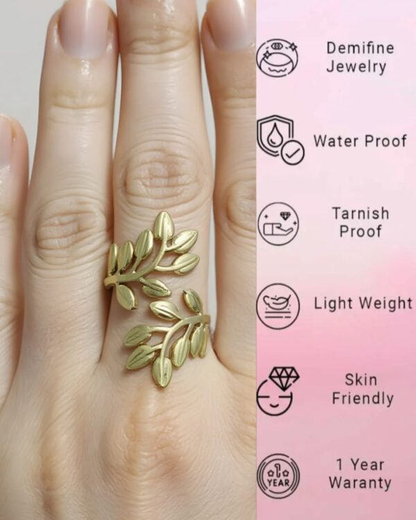 Gold Plated Leaf Ring - Image 2