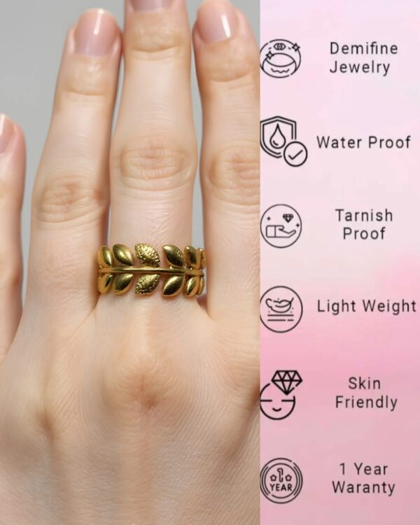 Gold Plated Leaf Ring - Image 2