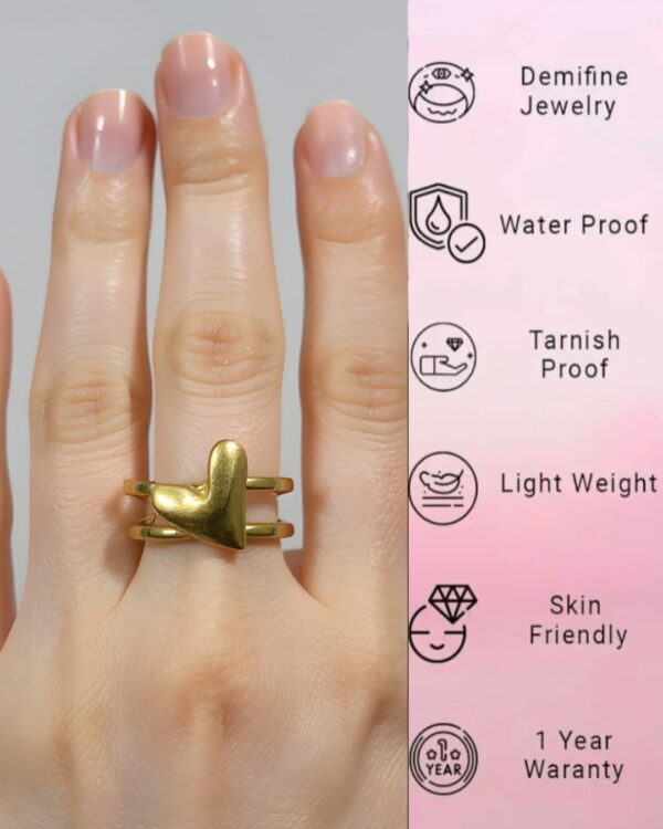 Gold Plated Heart Ring - Image 2