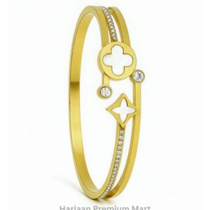 Gold Plated White Stone Bangle  Bracelet