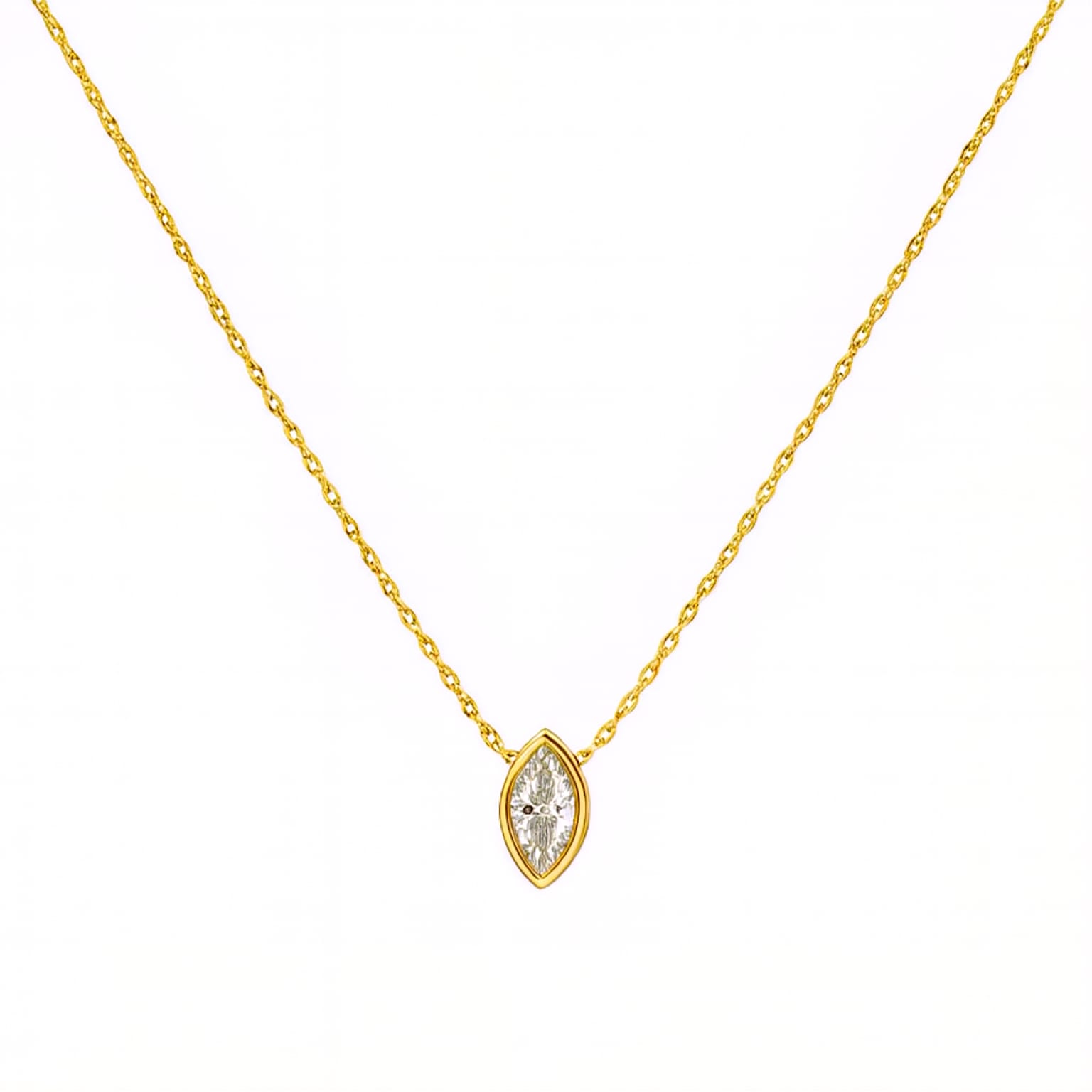 Gold Plated White Stone Necklace