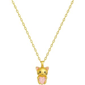 gold plated pink pendant necklace
