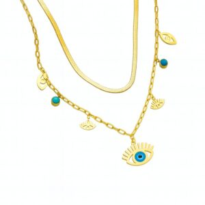 Layered evil eye necklace