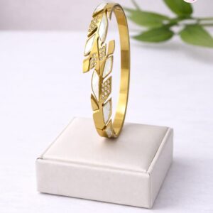 Gold Plated White Stone Bangle Bracelet