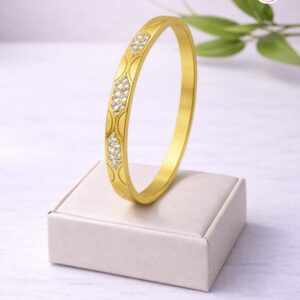 Gold Plated BABY SIZE White Stone Bangle Bracelet