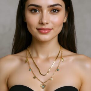 Layered evil eye necklace