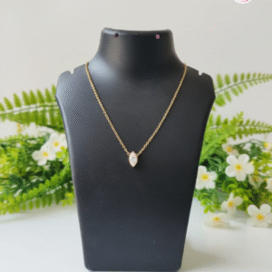 Gold Plated White Stone Necklace