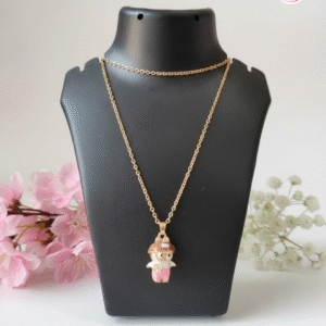 18kGoldplated Pink Doll Pendant Necklace