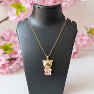 gold plated pink pendant necklace