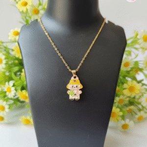 18kGoldPlated Doll PendantNecklace 