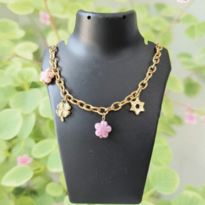 Gold Plated Green Stone Necklace