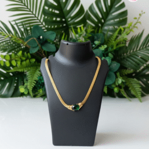 Gold Plated Green Stone Necklace