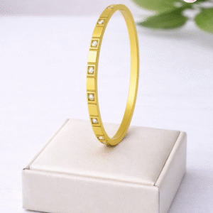 Gold plated white stone  baby size bangle bracelet